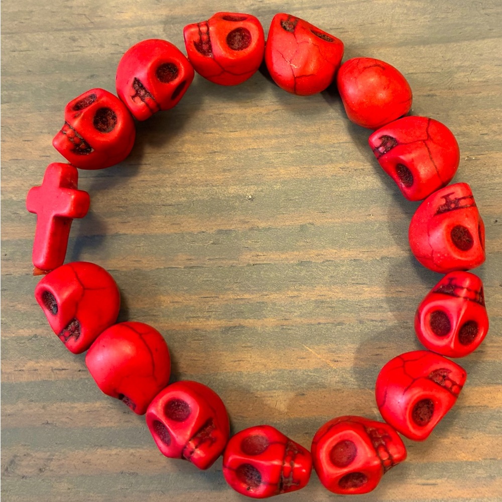 Red Skull Bead Bracelet